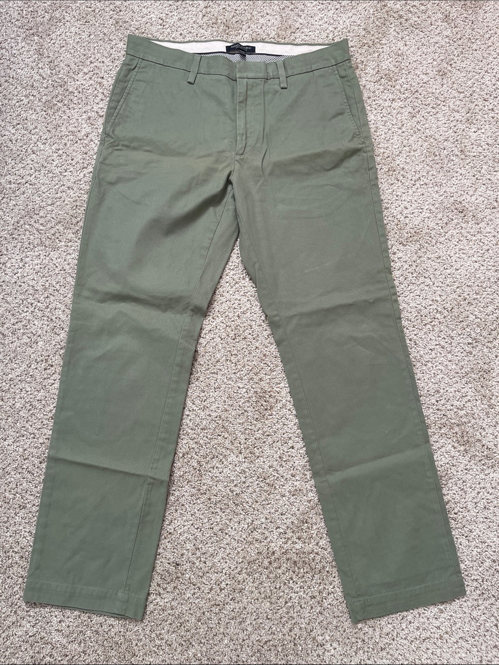 Men's ‘16 Banana Republic Emerson Chino Pants Flat Front Green 100% Cotton 32x32